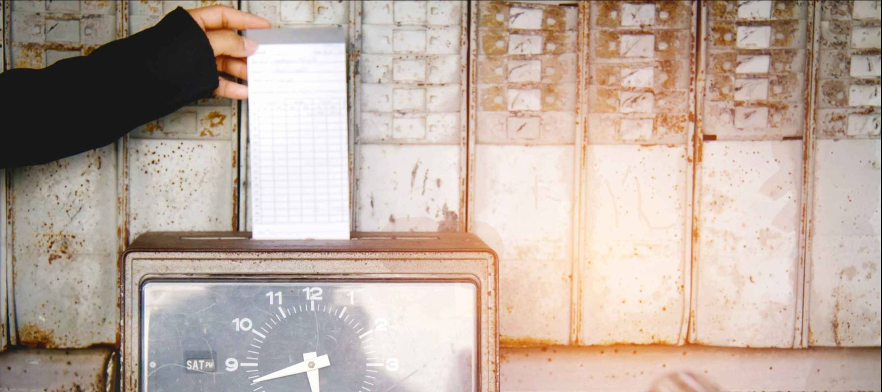 Employees, punching cards and evidence of work in the workplace before 6.00 am.