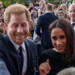 Prince Harry and Meghan, the Duke and Duchess of Sussex, greet well-wishers on the Long Walk outside Windsor Castle in Windsor, U.K., Sept. 10, 2022.