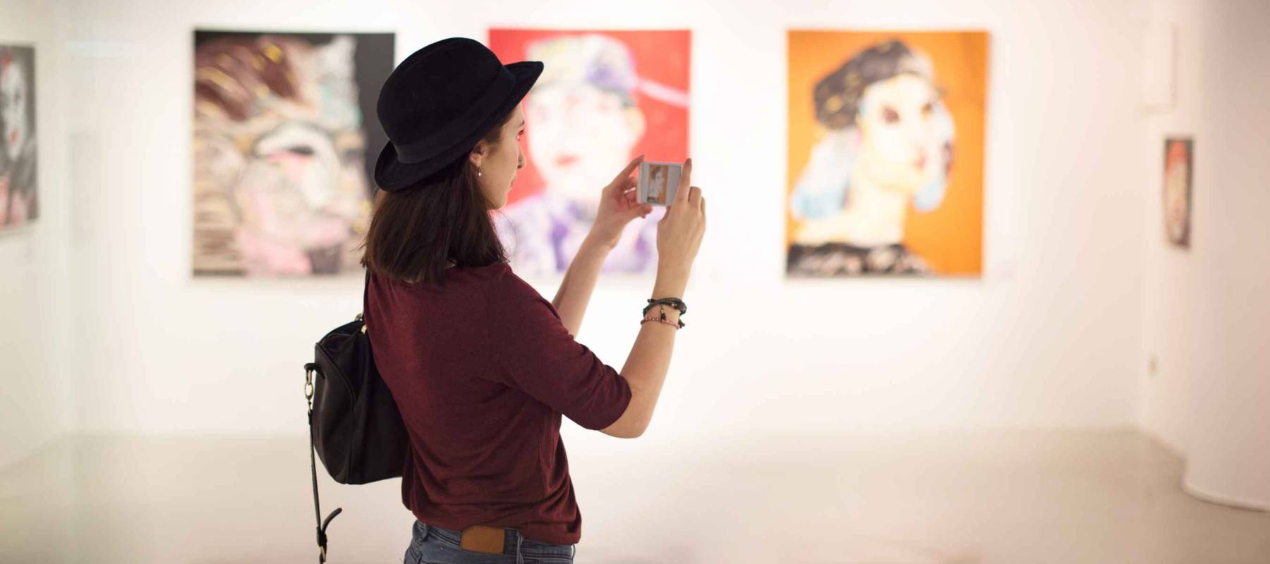 Woman Visiting Art Gallery Lifestyle Concept