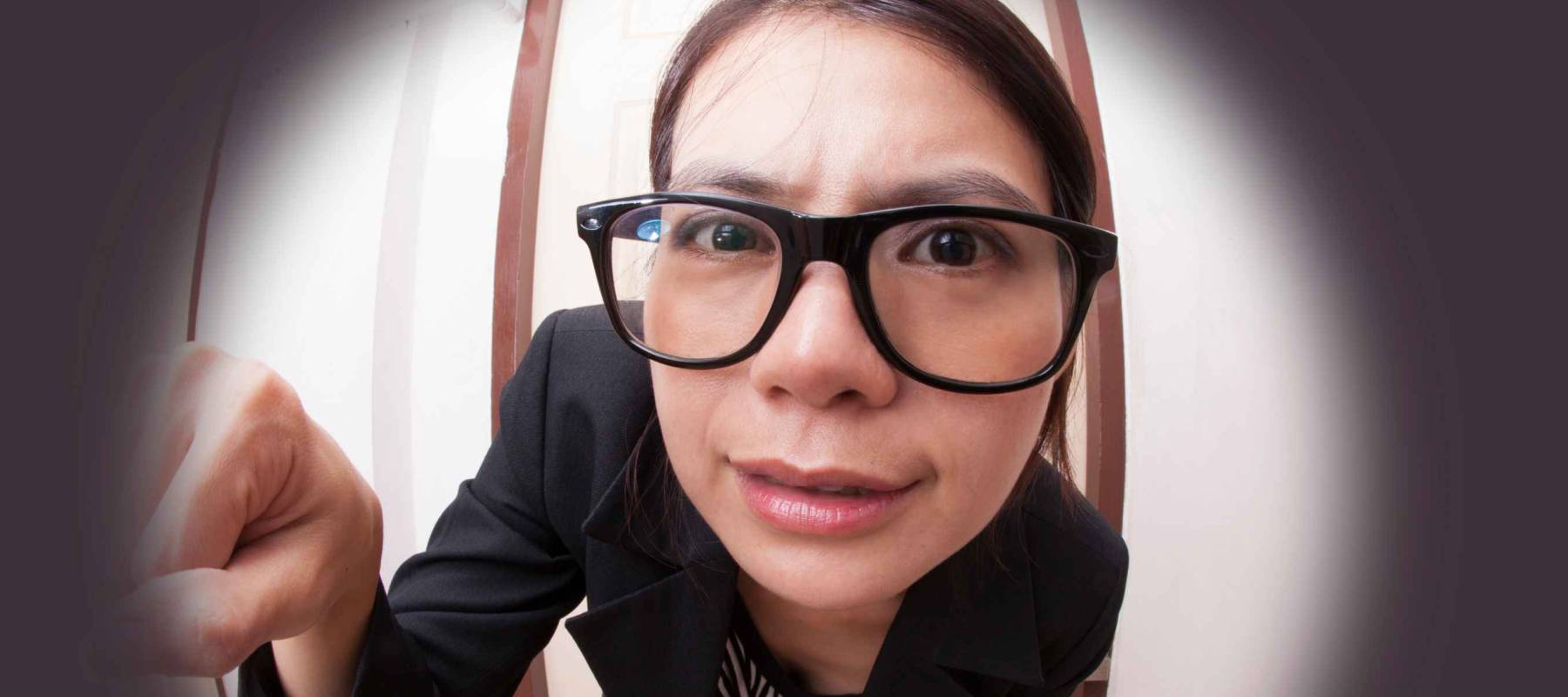 Saleswoman knocking  doors