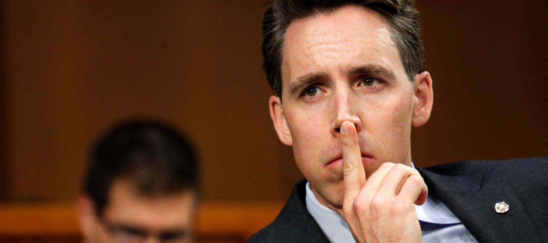 Sen. Josh Hawley (R-Mo.) listens during a Senate Judiciary Committee hearing on Capitol Hill in Washington, D.C., Sept. 29, 2021.
