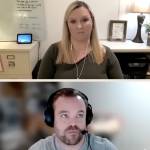 Screen broken up into video from three people on a video call, all looking serious and thoughtful.