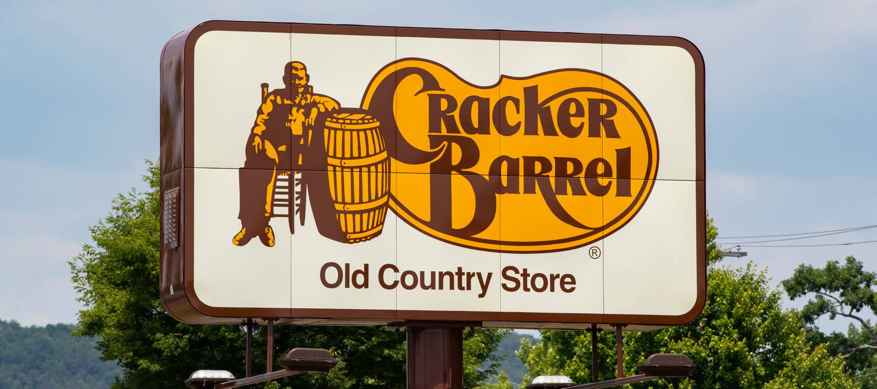 A Cracker Barrel Old Country Store logo is seen at the Lycoming Crossing Shopping Center in Muncy, Penn., June 10, 2023.