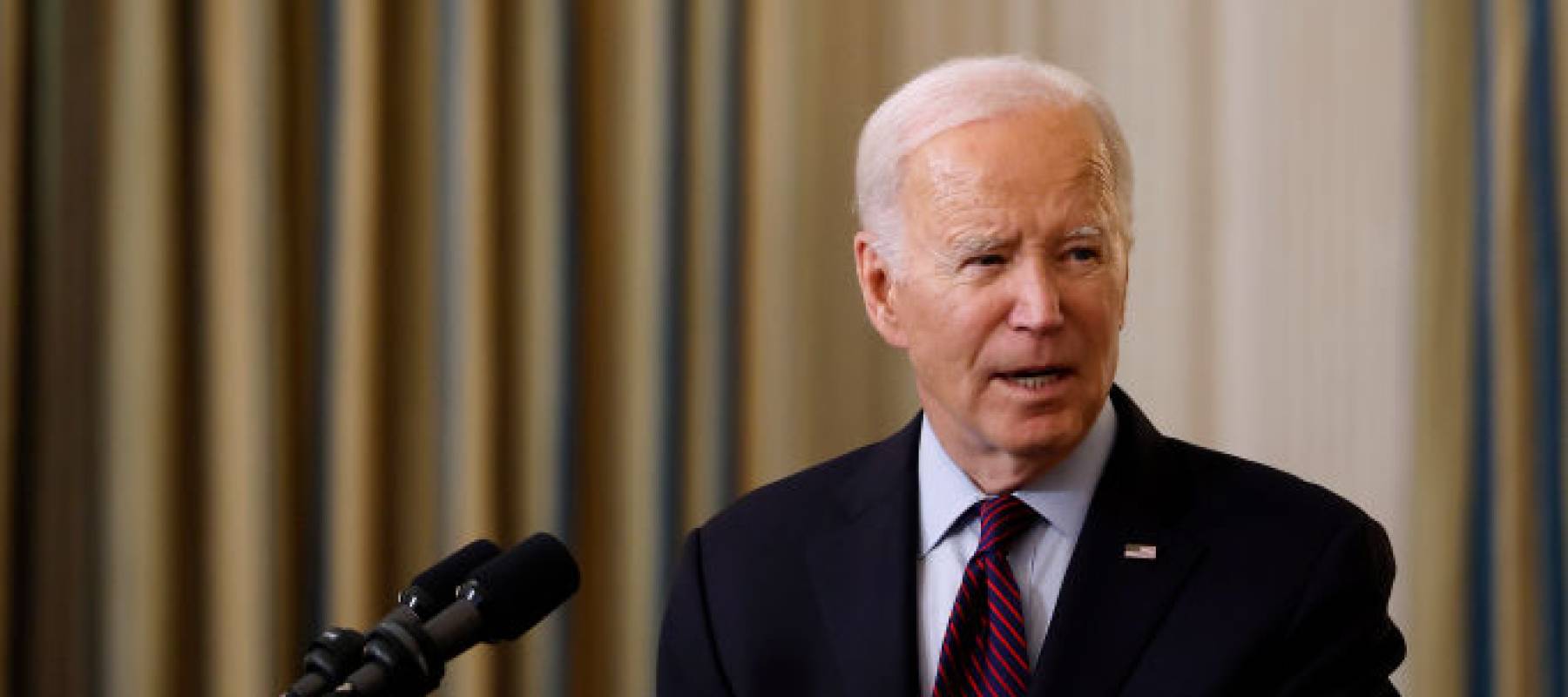 U.S. President Joe Biden delivers remarks about retirement security in the State Dining Room at the White House on October 31, 2023 in Washington.