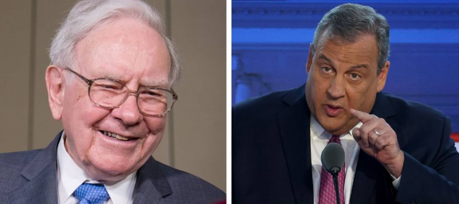 Left: Warren Buffett Right: Gov. Chris Christie.