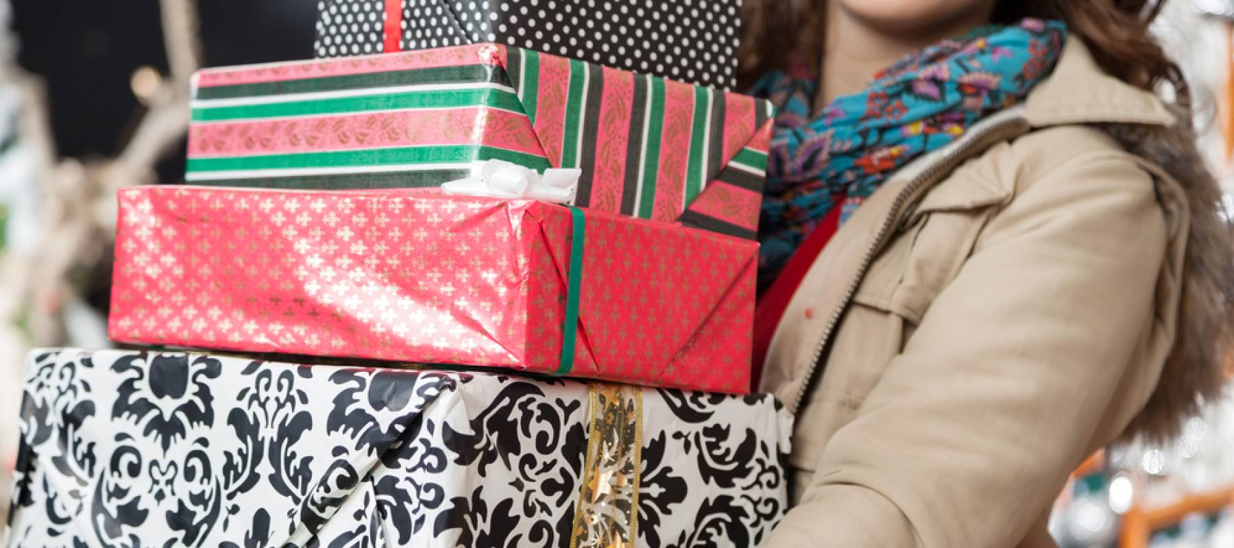 Woman holding presents
