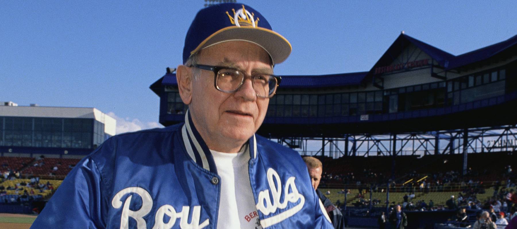 Warren Buffett attends an Omaha Royals baseball game in Rosenblatt Stadium.