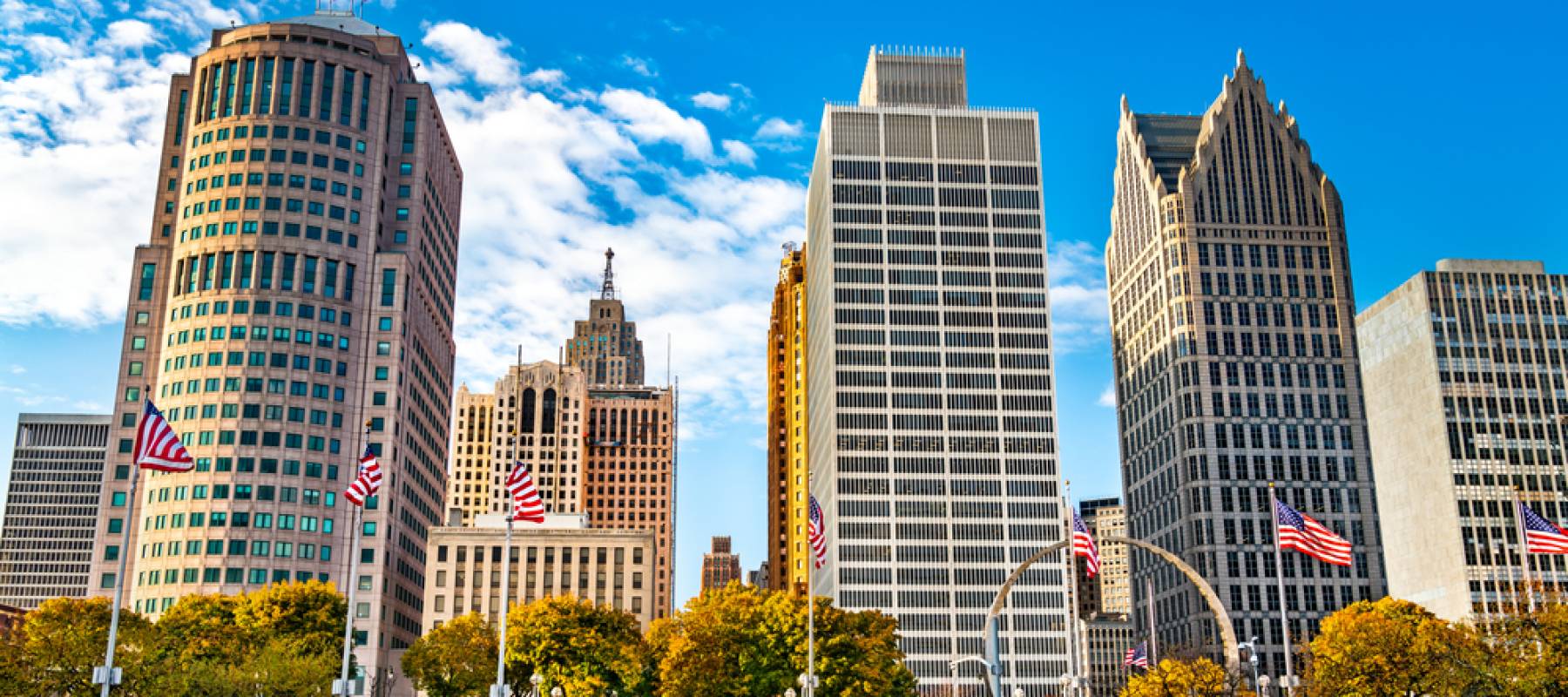 Downtown Detroit skyline from Hart Plaza - Michigan, United States