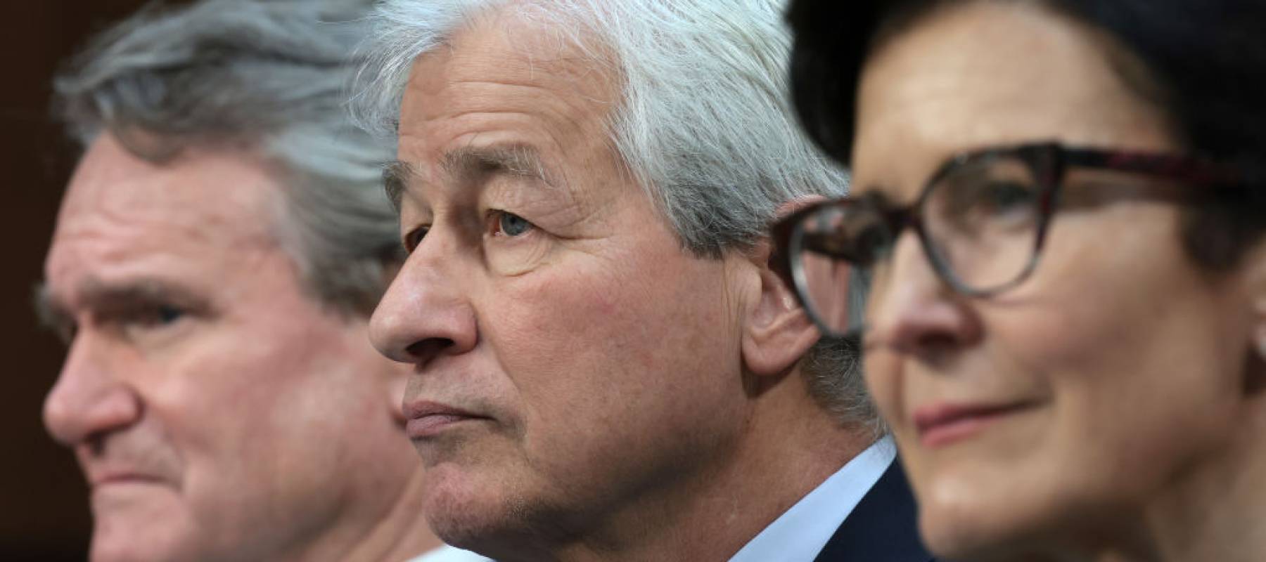 L-R) Brian Moynihan, Chairman and CEO of Bank of America; Jamie Dimon, Chairman and CEO of JPMorgan Chase; and Jane Fraser, CEO of Citigroup