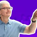 Tim Cook reaching out to touch the new Vision Pro headset