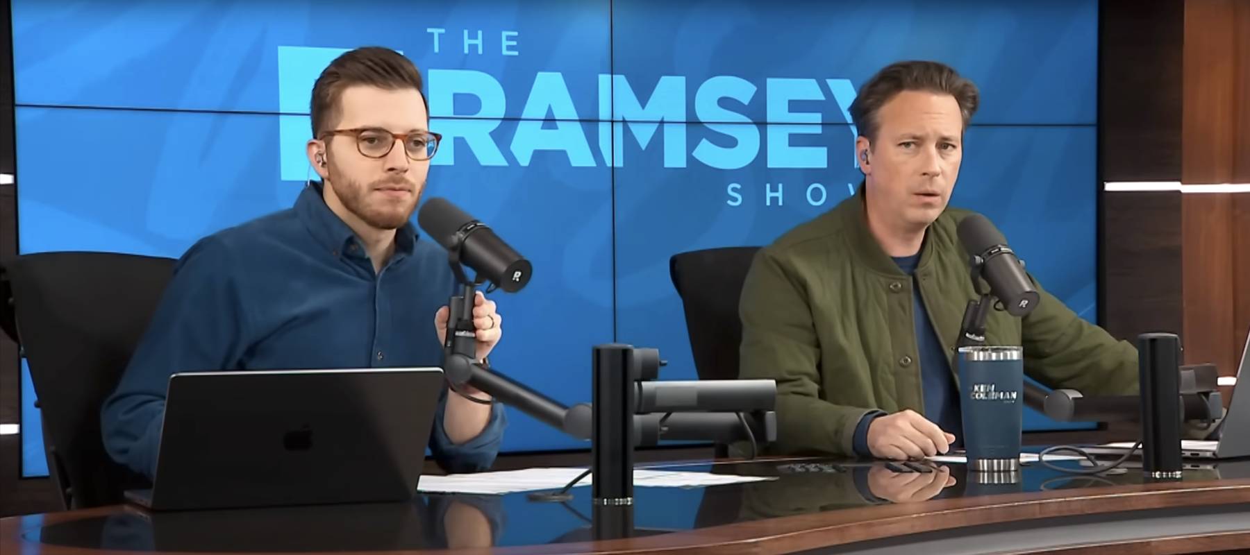 Co-hosts George Kamel (left) and Ken Coleman speak with Steven from Charlotte, North Carolina, who won a $1 million lottery but squandered it all in eight years.