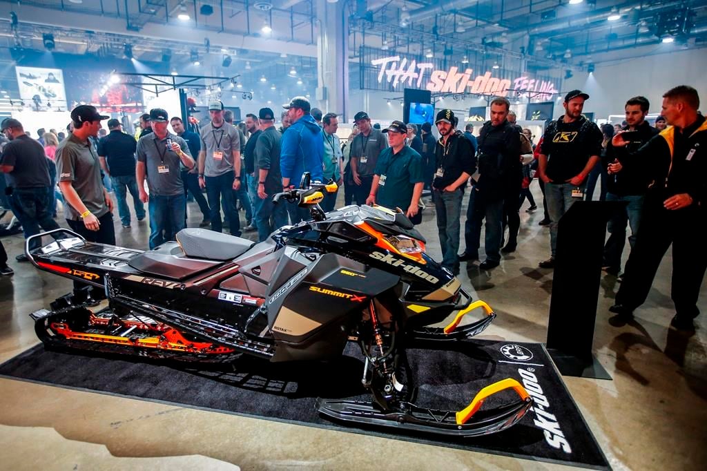 Guests of BRP&#039;s Club Ski-Doo check out the long-awaited 2020 Ski-Doo Summit X Monday Feb. 18, 2019 in Grapevine, Texas. 