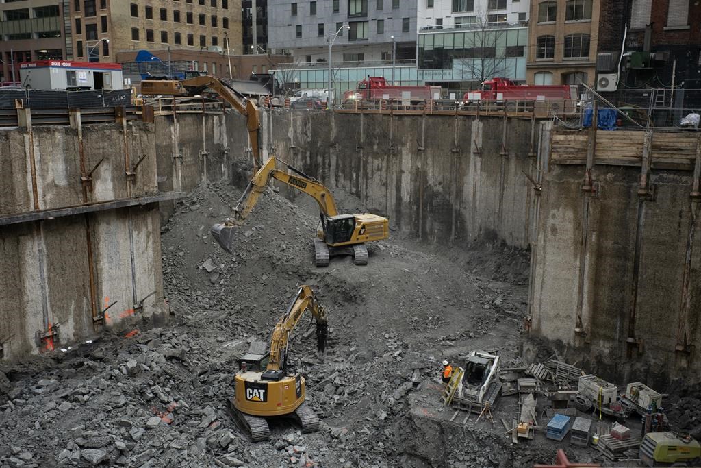 Statistics Canada is set to release its March labour force survey this morning. Construction is shown at the site of a new condominium project in downtown Toronto, Tuesday, Jan. 24, 2023. 
