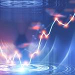 Glowing orange graphical user interface over Forex style graph.