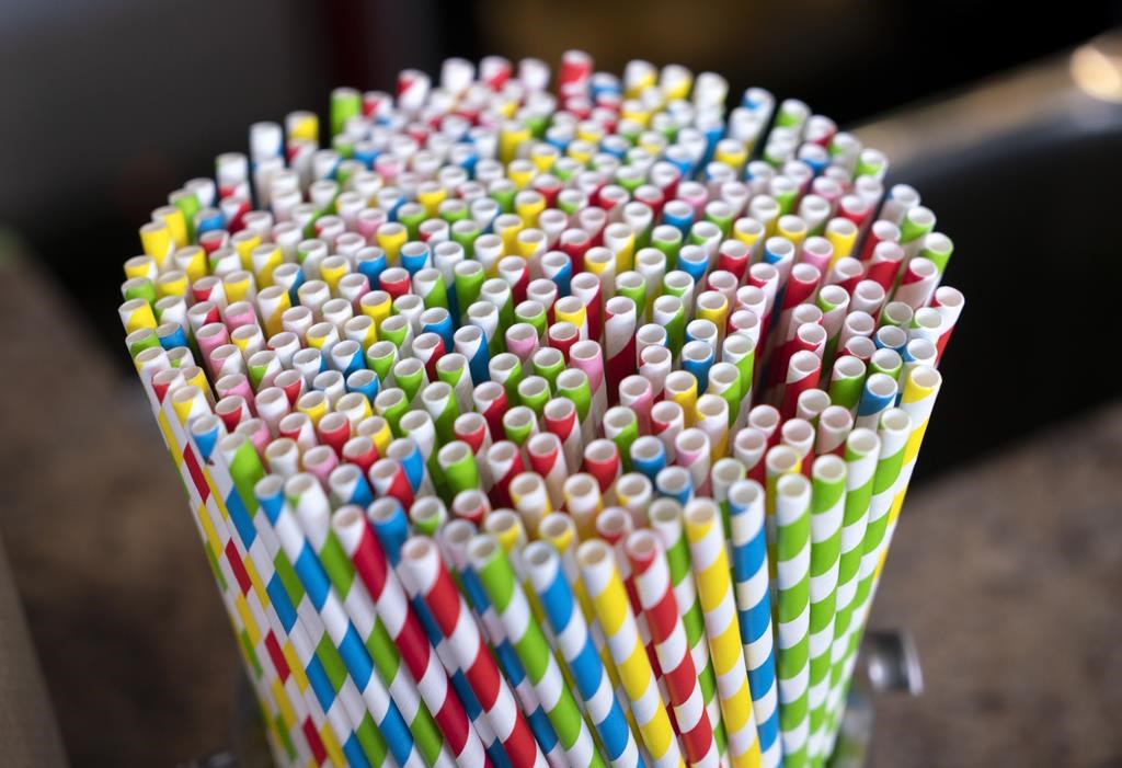 Paper straws are seen at a market in Montreal on Thursday, June 13, 2019. Negotiators from 176 countries will gather in downtown Ottawa this week for the fourth round of talks to create a glo