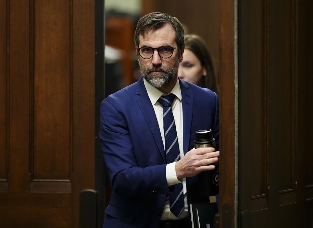 Minister of Environment and Climate Change Steven Guilbeault leaves caucus on Parliament Hill in Ottawa on Wednesday, March 20, 2024. Canada is seeking to get a better handle on how much plas