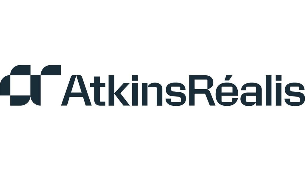 An AtkinsR&amp;eacute;alis logo is shown in a handout. The company says it has won a contract as part of the project to build the new &amp;Icirc;le d&#039;Orl&amp;eacute;ans bridge in Quebec. 