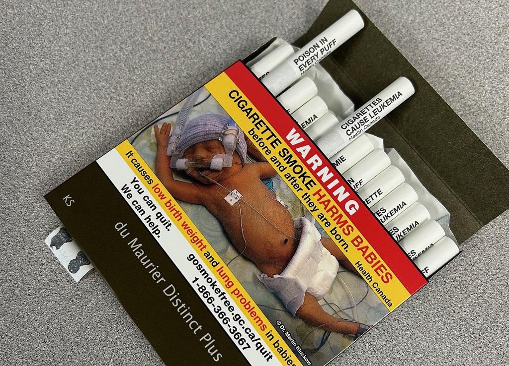 Canada has become the first country to sell cigarettes with health warnings printed directly on them to help people butt out or think twice about starting to smoke. A pack of cigarettes beari