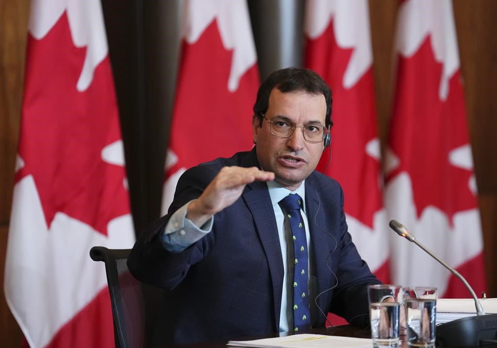 Federal Environment Commissioner Jerry V. DeMarco holds a press conference in Ottawa on Thursday, April 20, 2023. DeMarco is giving the federal government a failing grade on reducing their fi