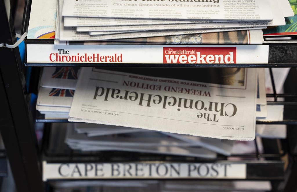 Newspapers owned by SaltWire Network Inc. are photographed in Halifax on Tuesday, March 12, 2024. A Nova Scotia judge was greeted with good news today when he received an update on the propos