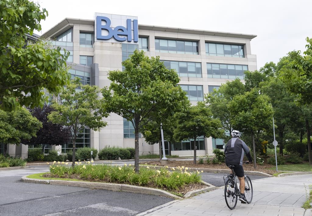 BCE Inc. headquarters is seen in Montreal on Thursday August 3, 2023. BCE Inc. reported its first-quarter profit fell compared with a year ago as it faced higher severance, acquisition and ot