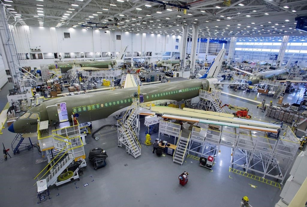 The union representing 1,300 workers at Airbus Canada says they have ratified a new five-year contract. The Airbus A220 assembly line is seen at the company&#039;s facility Monday, January 14, 201