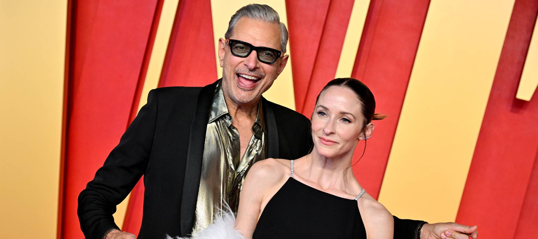Jeff Goldblum and Emilie Livingston attend the 2024 Vanity Fair Oscar Party Hosted at the Wallis Annenberg Center for the Performing Arts in Beverly Hills, California, March 10, 2024.