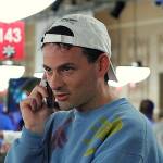 David Einhorn, hedge fund manager, seen talking into a cellphone while at a poker game.