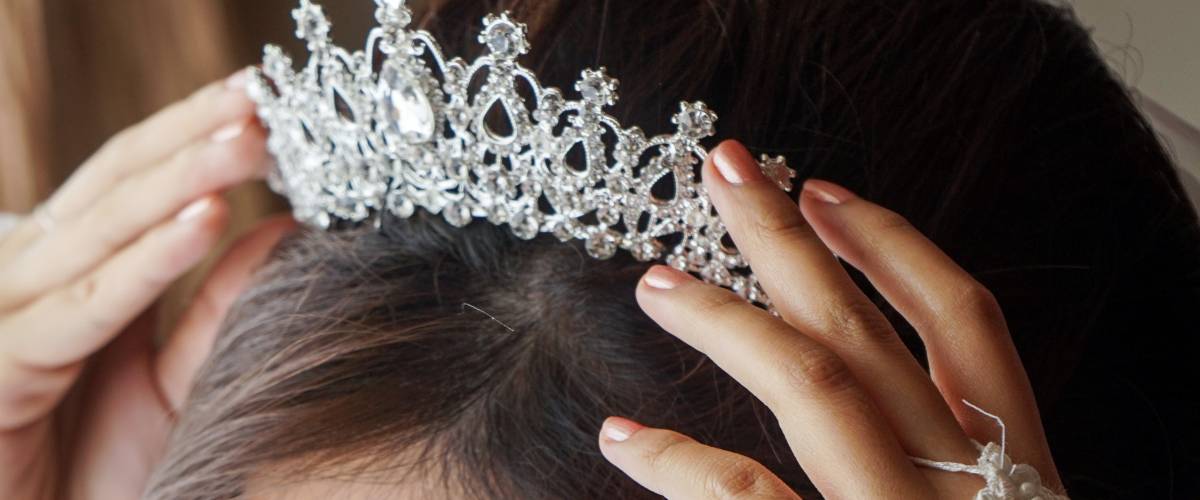 Tiara on bride's head