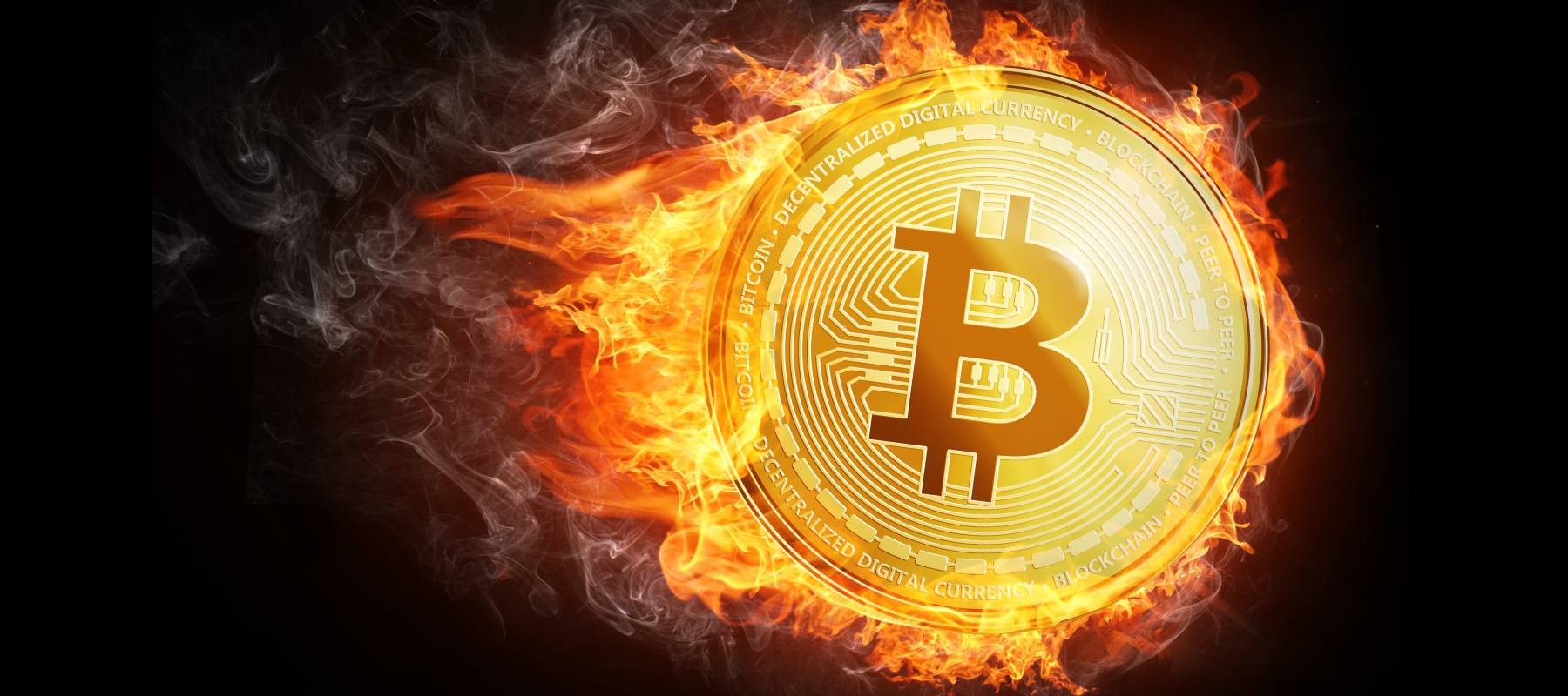 Bitcoin illustration in flames