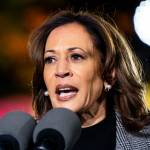 Democratic presidential nominee, U.S. Vice President Kamala Harris speaks during a campaign rally on October 28 in Ann Arbor, Michigan.