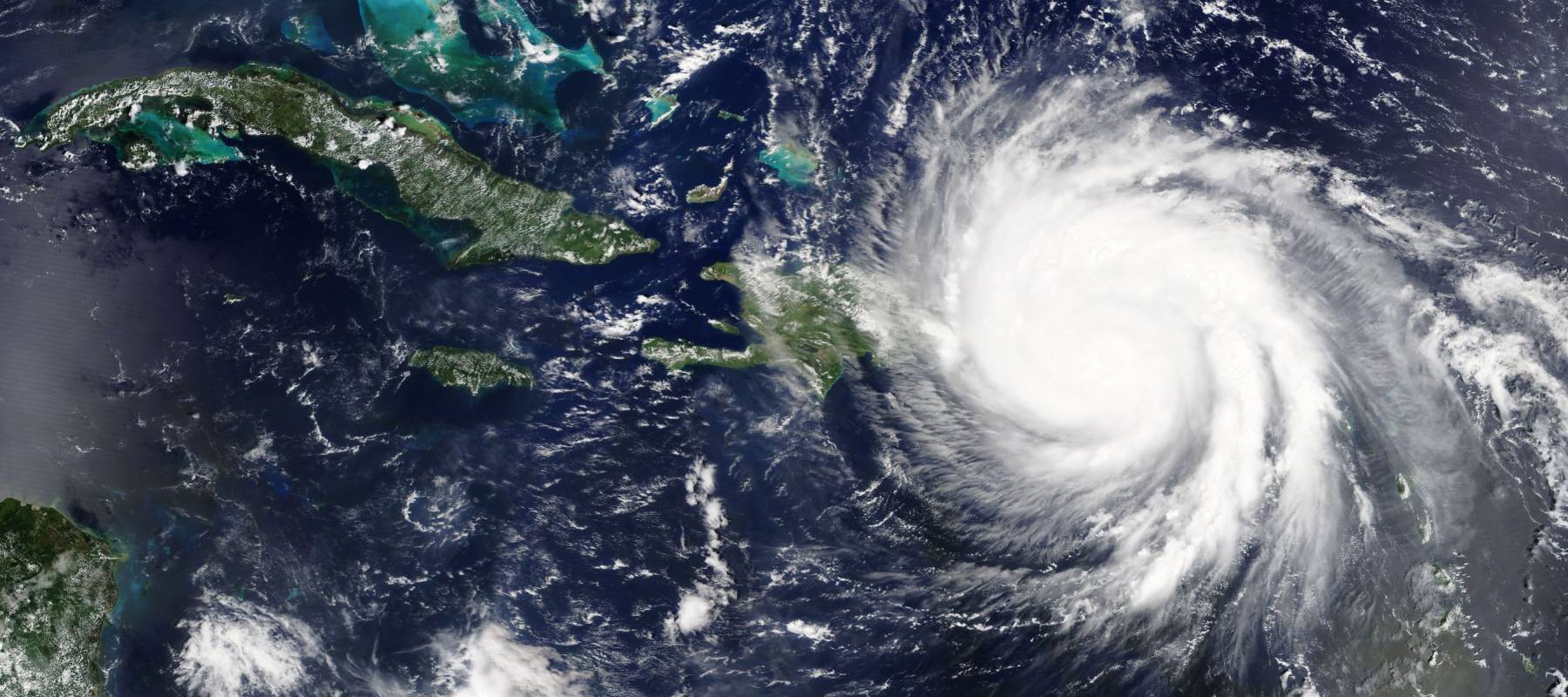 eye of a hurricane from an aerial view