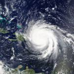 eye of a hurricane from an aerial view
