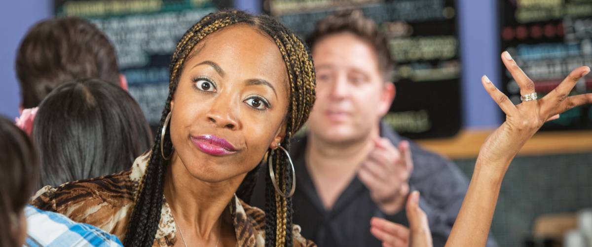 Impatient woman at restaurant