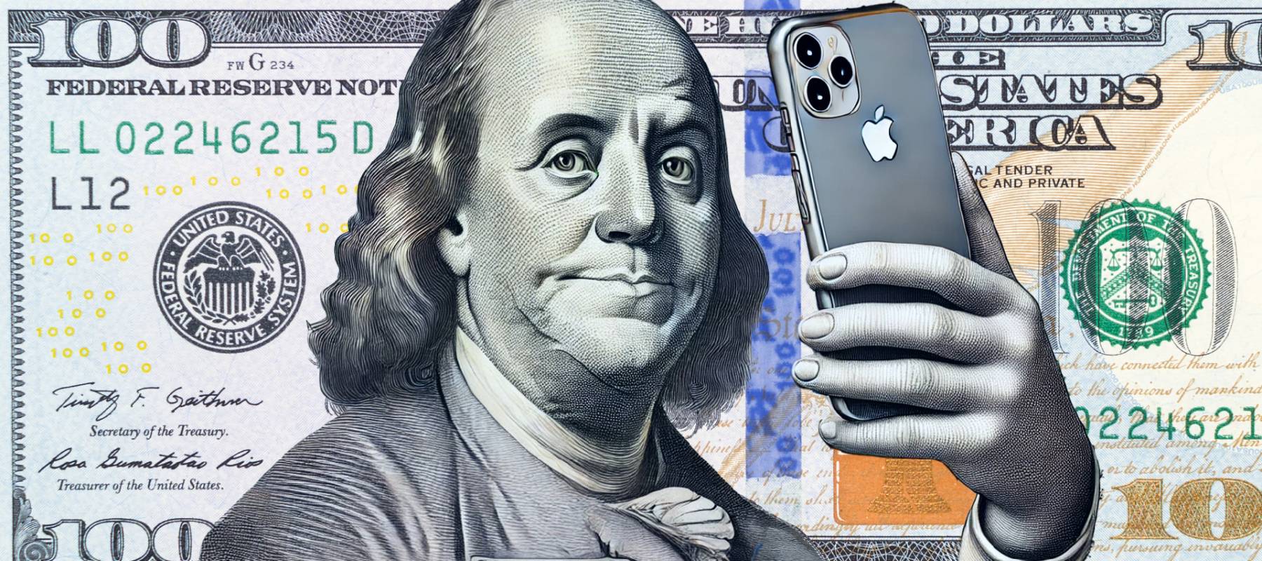 Benjamin Franklin taking a selfie
