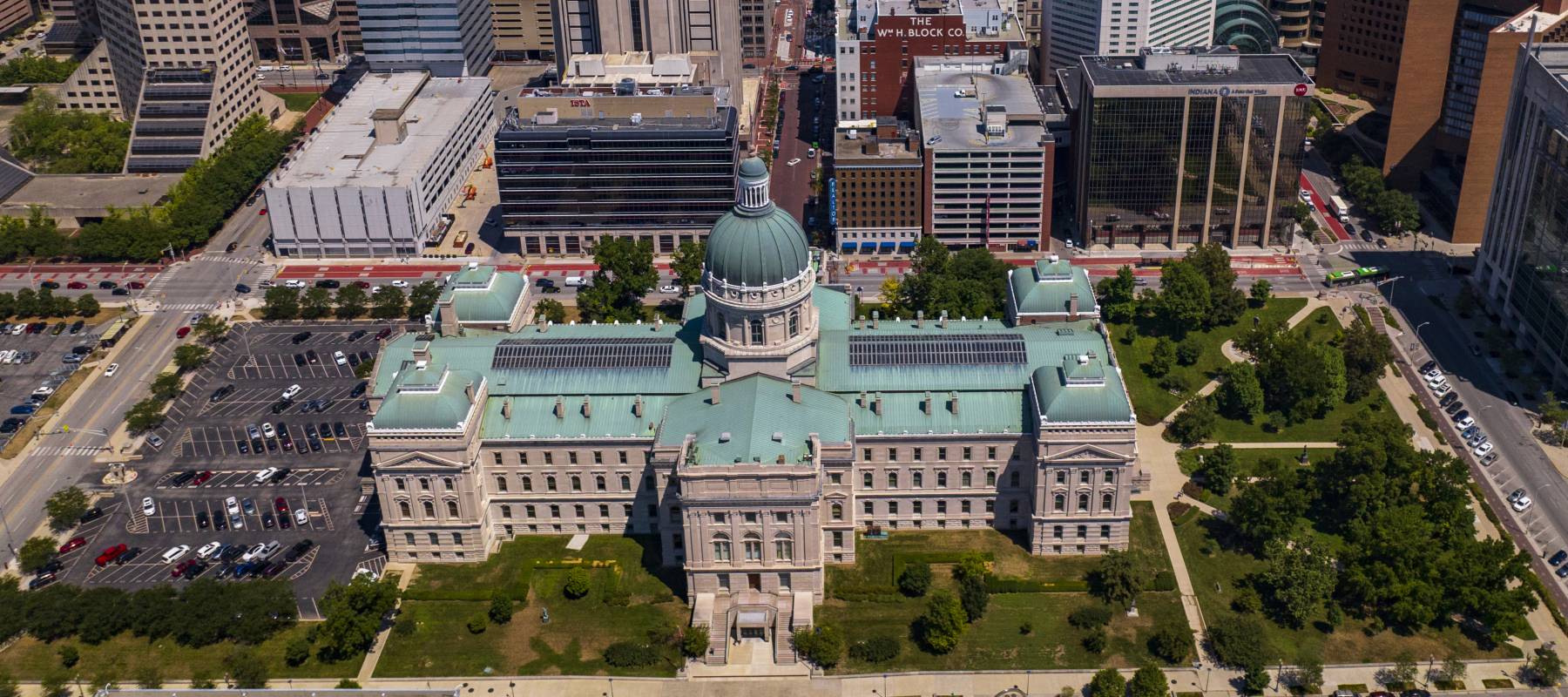 The Indiana Statehouse in Indianapolis.