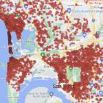 A map showing licensed short-term rentals in San Diego.