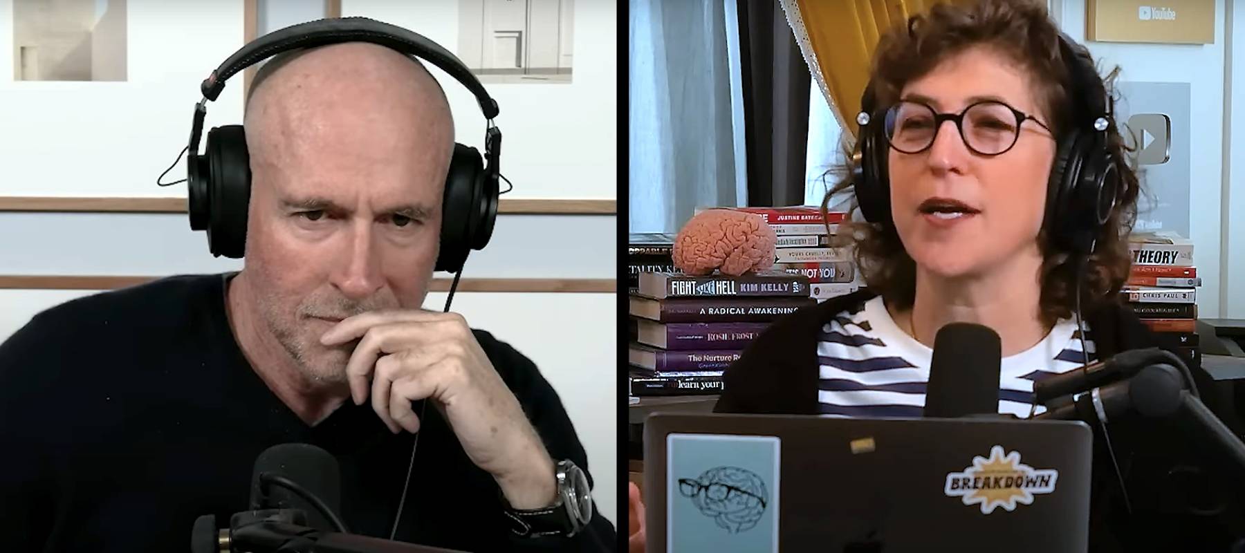 New York University professor Scott Galloway as a guest on Mayim Bialik's podcast "Breakdown."