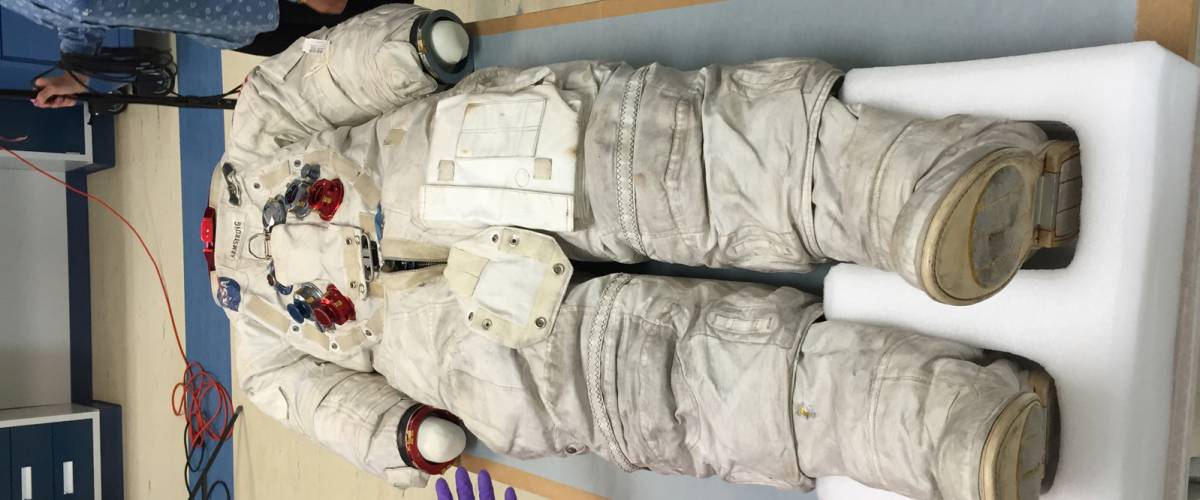 Neil Armstrong's Apollo 11 spacesuit at the Smithsonian's Udvar-Hazy Center.