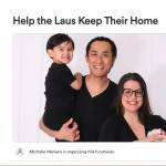 Screenshot of Michelle Lau's GoFundMe page, showing a photo of the family and the amount raised.