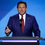 Florida Gov. Ron DeSantis speaks on stage on the second day of the Republican National Convention at the Fiserv Forum on July 16, 2024 in Milwaukee, Wisconsin.