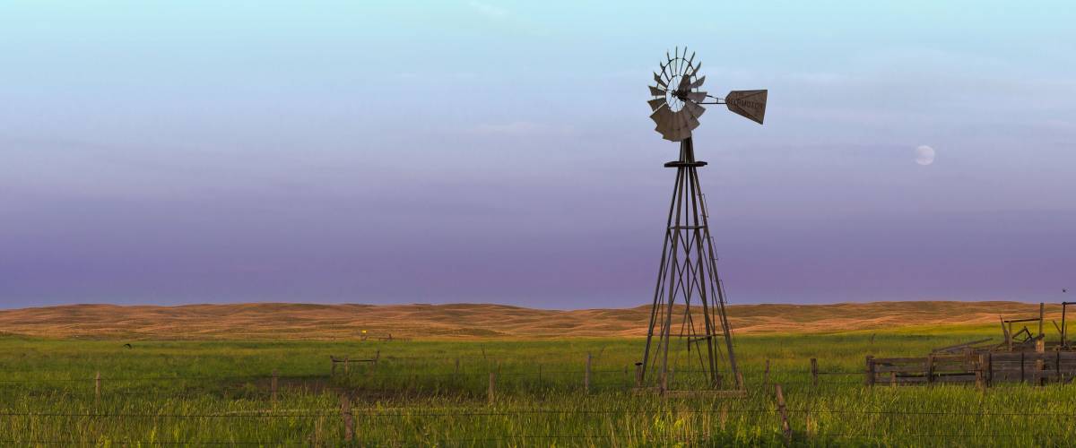 Nebraska Windmill in the Sandhills Preserve at Sunset