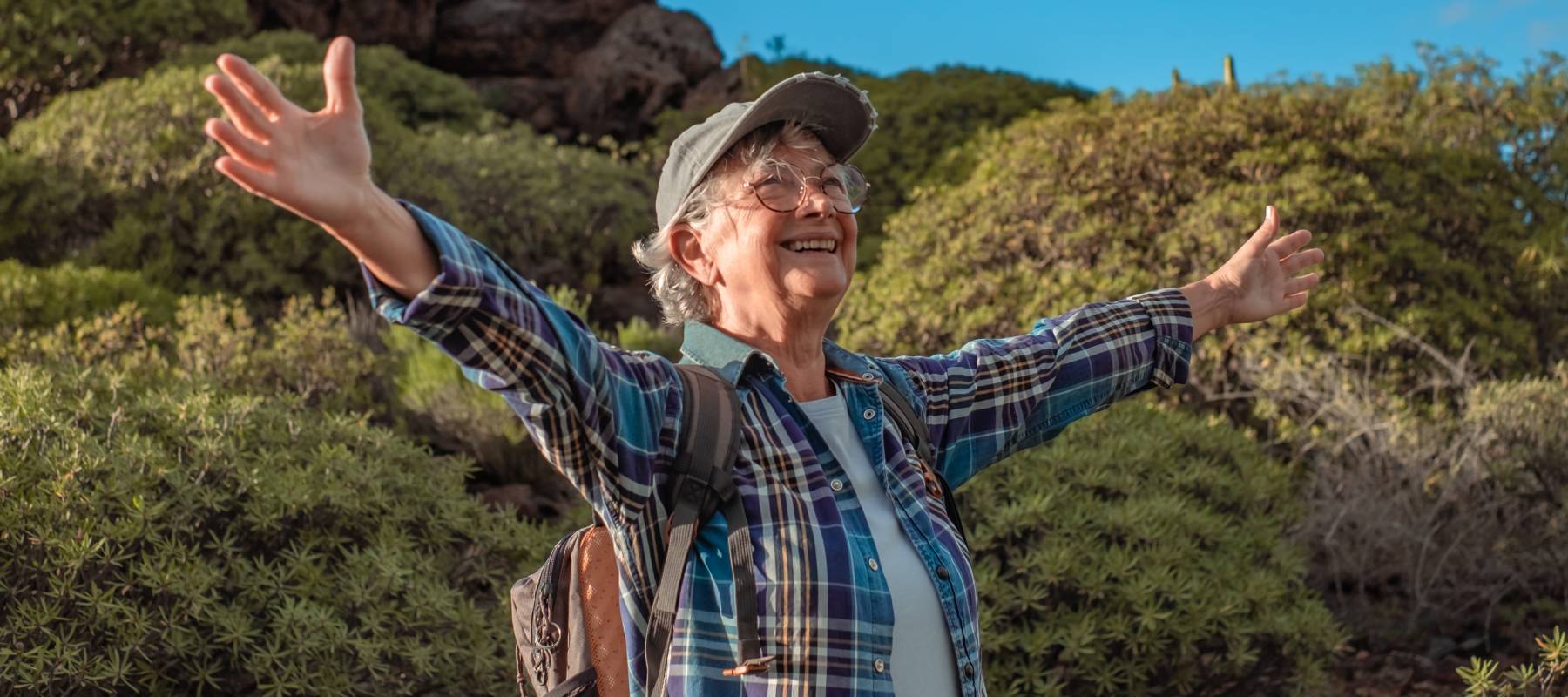 A woman enjoying nature and freedom.