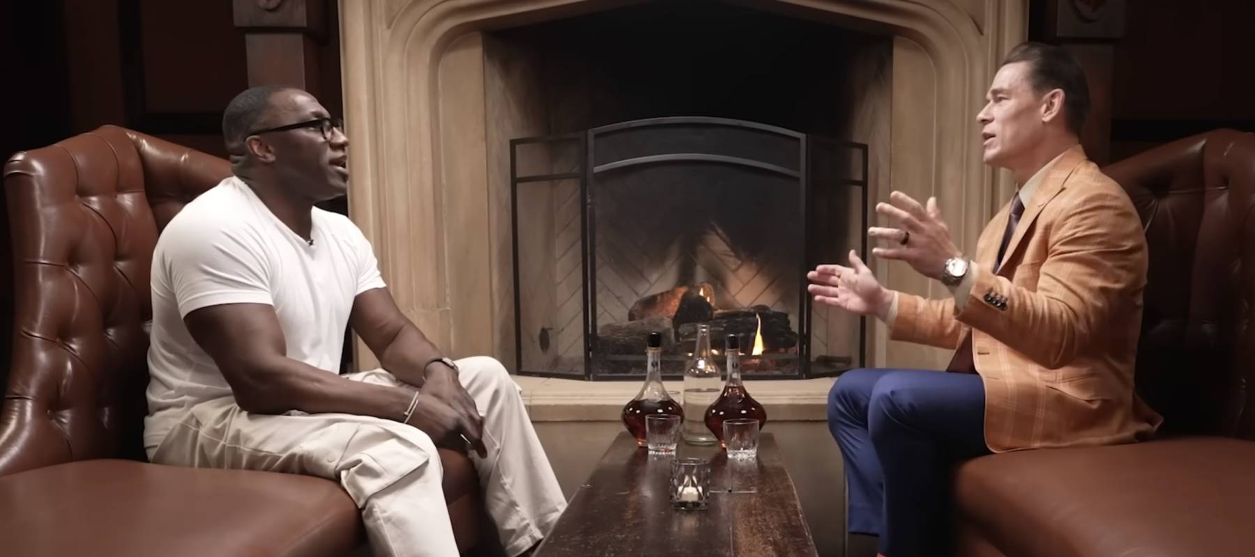 Former NFL player interviews wrestler John Cena on the Club Shay Shay podcast.