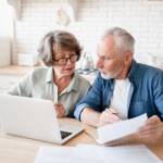 Senior couple going over finances