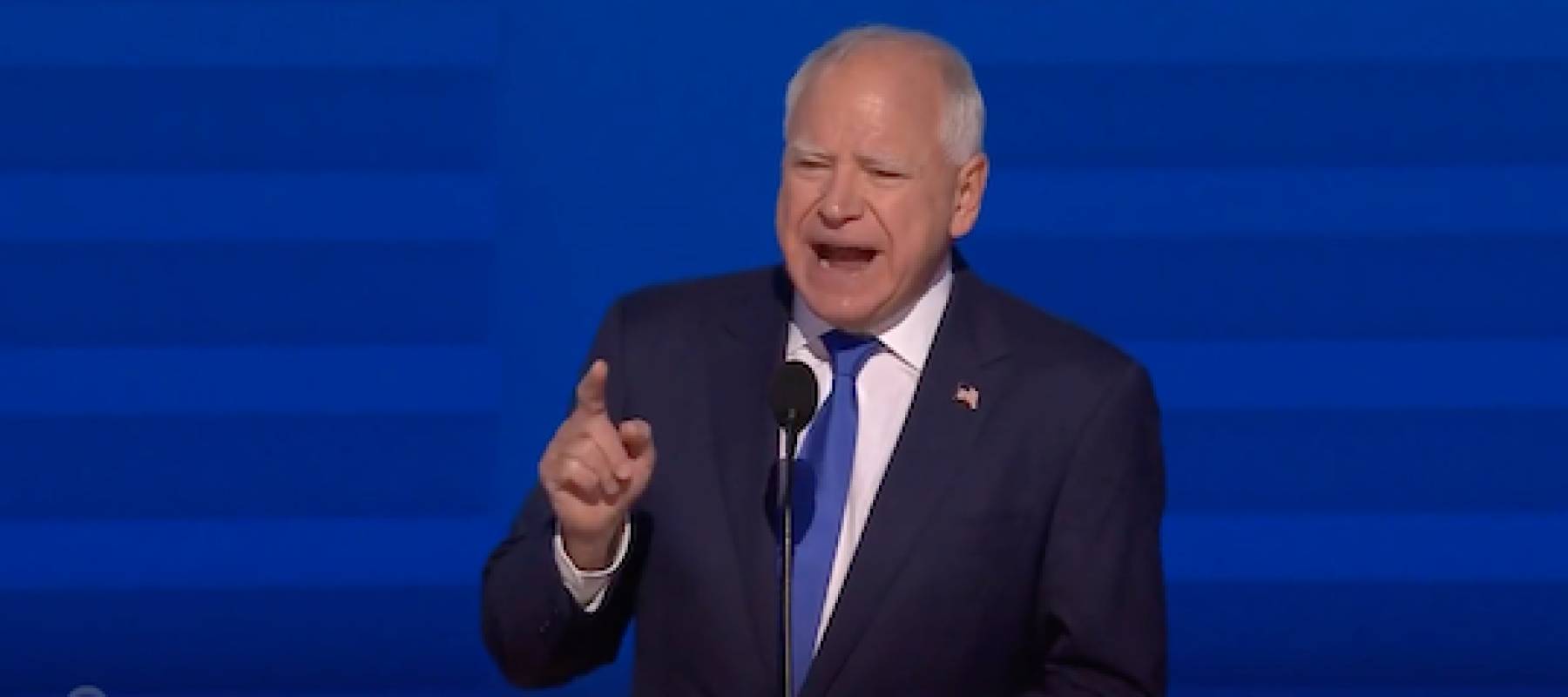 Tim Walz giving a speech after accpeting nomination for VP of the U.S