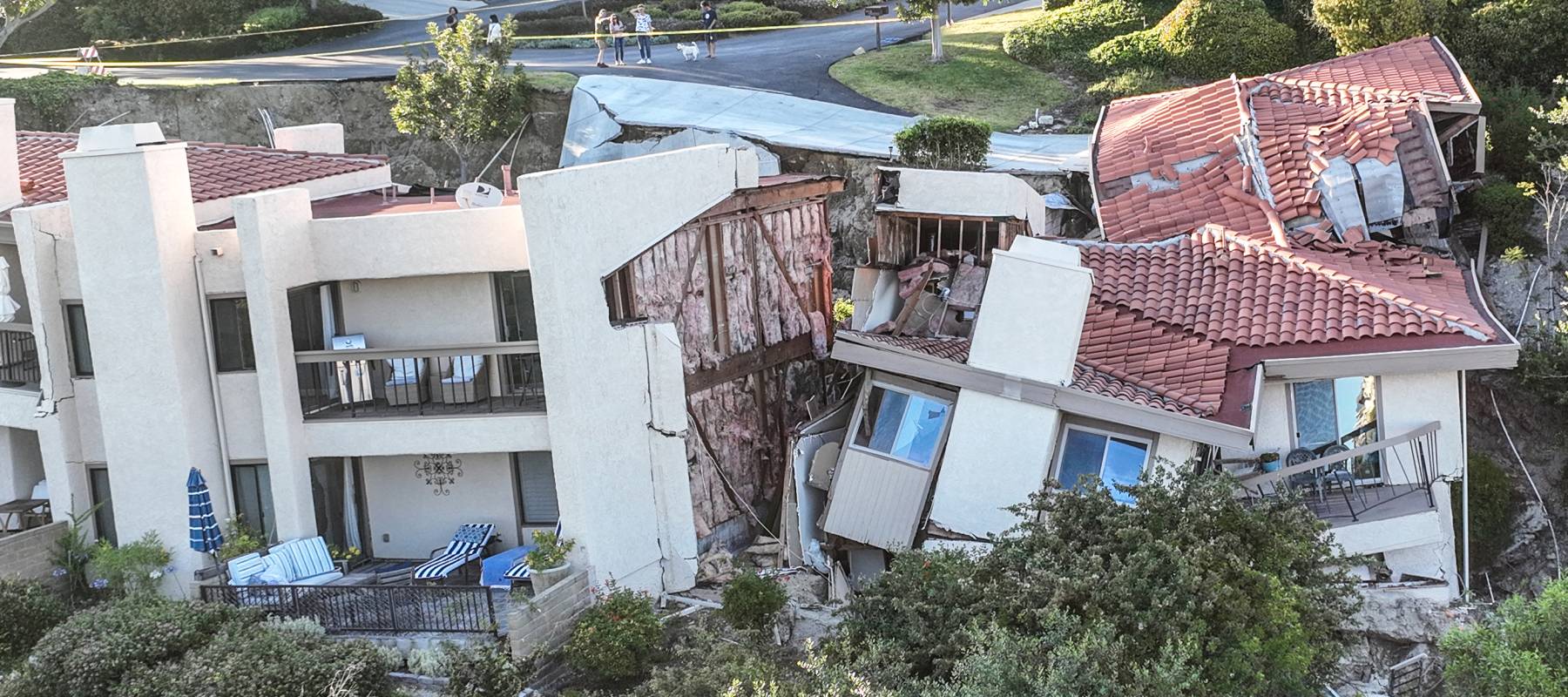 Homes along Peartree Lane in Rolling Hills Estates, California, fall along with the hillside, July 10, 2023.