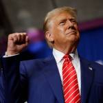 Donald Trump addresses the crowd at an August rally in Pennsylvania in 2024.