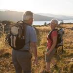 Caucasian senior couple on a hike