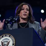Democratic presidential nominee, Vice President Kamala Harris, speaks at a campaign rally encouraging early voting on October 19, 2024 in Atlanta, Georgia.
